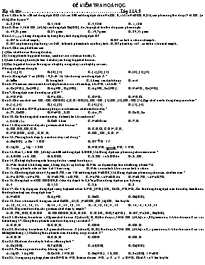 Đề kiểm tra Hoá Học lớp 11